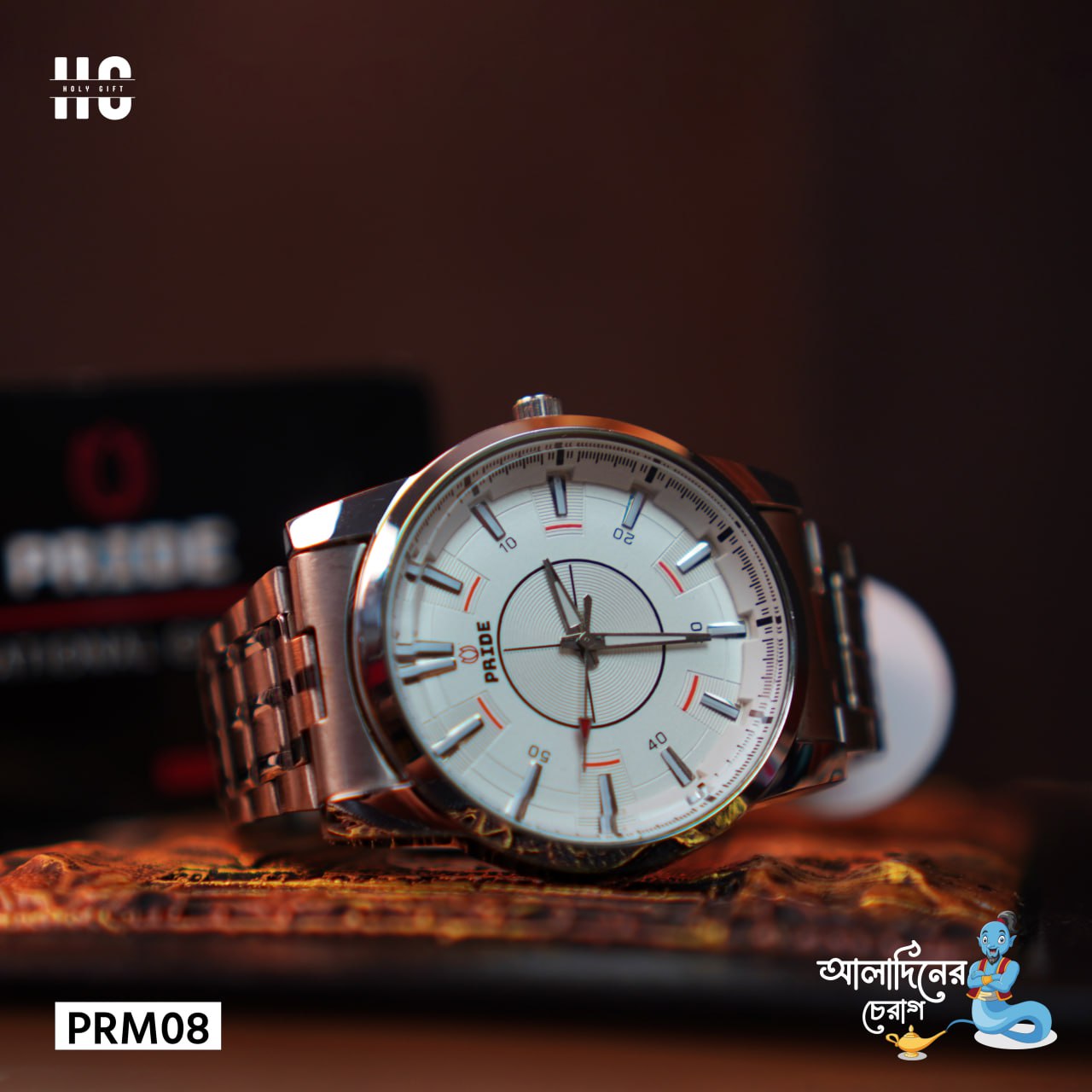Pride Silver Stainless Steel Waterproof Watch For Man PRM-08 - Image 2