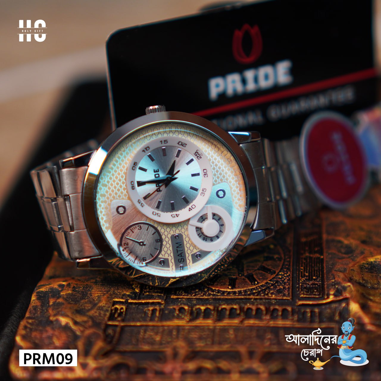 Silver Steel Chain Luxure Style Waterproof Watch For Man By Pride PRM-09