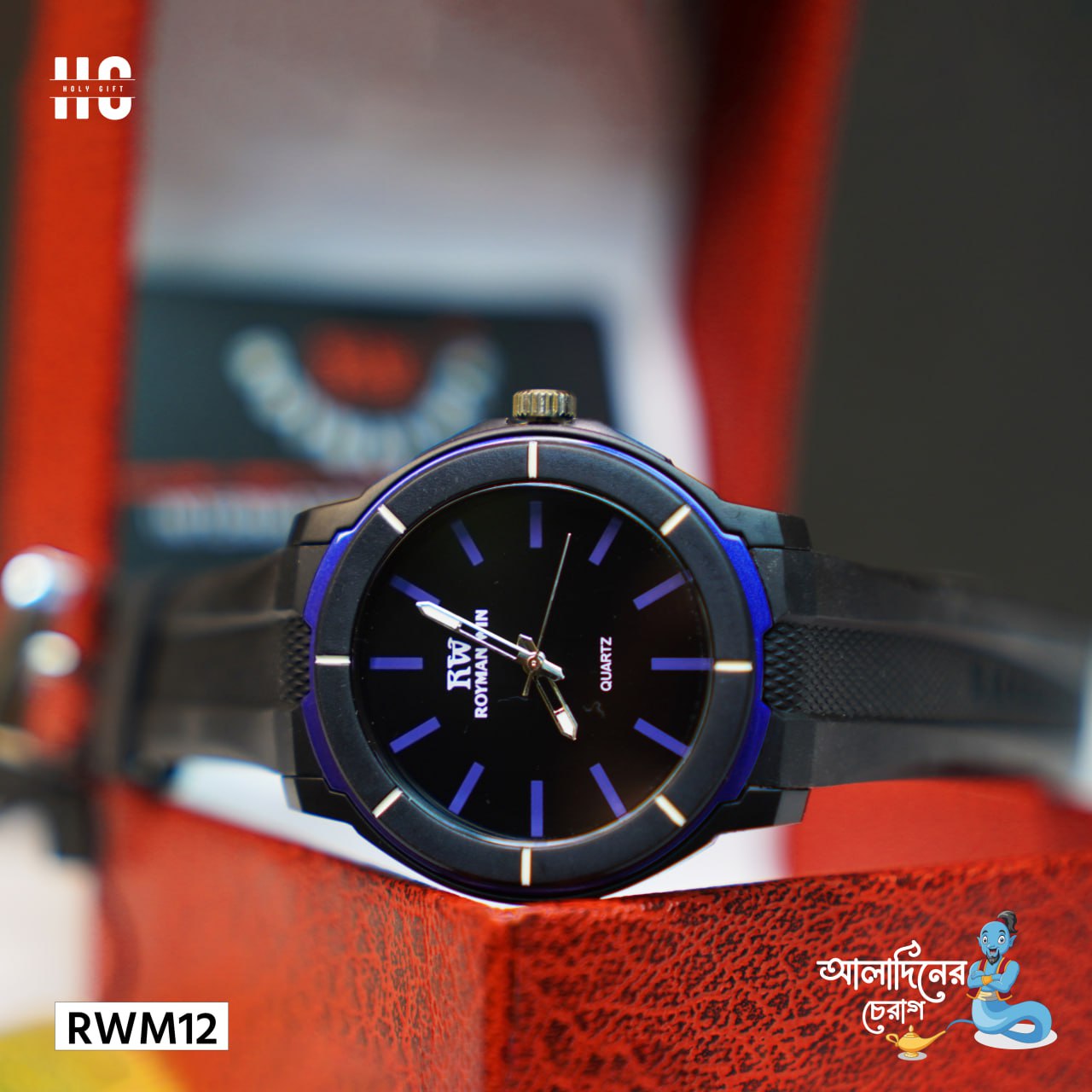 Luxure Stylish Black Belt Waterproof For Man Royman Win RWM-12