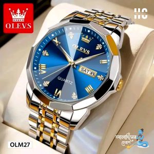 Watches for Men Diamond Business Dress Analog Quartz Stainless Steel Date Luxury Casual Fashion Wrist Watch Waterproof Luminous OLM-27